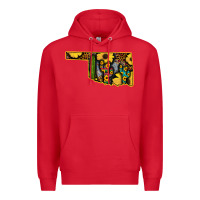 Red Western Oklahoma Map Sunflower Pattern Premium Hoodie - Bettercallsaul
