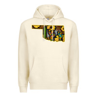 Sandshell Western Oklahoma Map Sunflower Pattern Premium Hoodie - Bettercallsaul