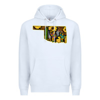 White Western Oklahoma Map Sunflower Pattern Premium Hoodie - Bettercallsaul