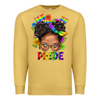 Antique Gold LGBTQ+ Messy Bun Mom Pride With Flower Premium Sweatshirt - BundleAndBundleShop