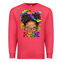 Cardinal LGBTQ+ Messy Bun Mom Pride With Flower Premium Sweatshirt - BundleAndBundleShop