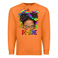 Carrot LGBTQ+ Messy Bun Mom Pride With Flower Premium Sweatshirt - BundleAndBundleShop