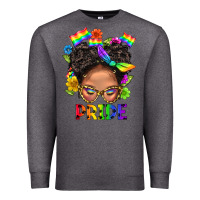 Charcoal Heather LGBTQ+ Messy Bun Mom Pride With Flower Premium Sweatshirt - BundleAndBundleShop