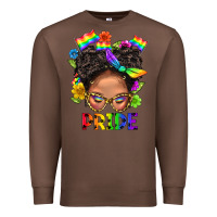 Chestnut LGBTQ+ Messy Bun Mom Pride With Flower Premium Sweatshirt - BundleAndBundleShop