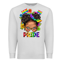 Dove Grey LGBTQ+ Messy Bun Mom Pride With Flower Premium Sweatshirt - BundleAndBundleShop