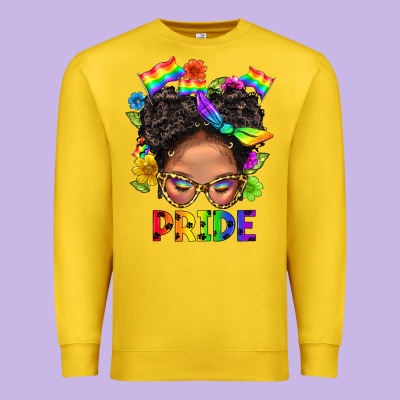 Lgbtq+ Messy Bun Mom Pride With Flower Premium Sweatshirt Designed By Bundleandbundleshop