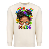 Sandshell LGBTQ+ Messy Bun Mom Pride With Flower Premium Sweatshirt - BundleAndBundleShop