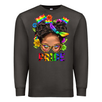 Smoke LGBTQ+ Messy Bun Mom Pride With Flower Premium Sweatshirt - BundleAndBundleShop