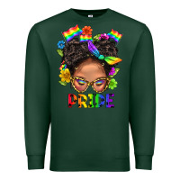 Sports Green LGBTQ+ Messy Bun Mom Pride With Flower Premium Sweatshirt - BundleAndBundleShop