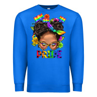 True Royal LGBTQ+ Messy Bun Mom Pride With Flower Premium Sweatshirt - BundleAndBundleShop