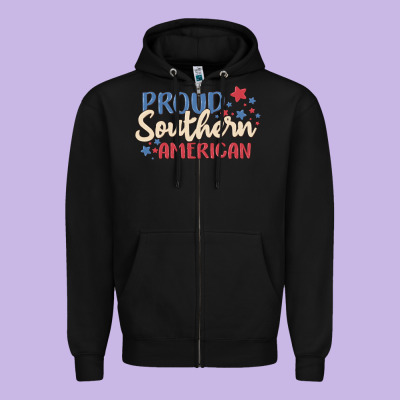 Proud Southern American Zipper Hoodie Designed By Maliassmallbusiness