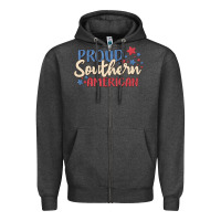 Charcoal Heather proud southern american Zipper Hoodie - MaliasSmallBusiness