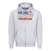Heather Grey proud southern american Zipper Hoodie - MaliasSmallBusiness
