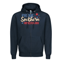 Navy proud southern american Zipper Hoodie - MaliasSmallBusiness