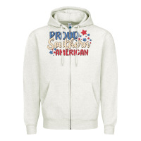 Oatmeal Heather proud southern american Zipper Hoodie - MaliasSmallBusiness