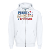 White proud southern american Zipper Hoodie - MaliasSmallBusiness