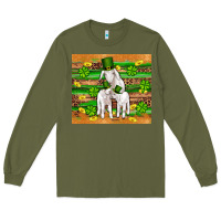 Army Green st patricks goat family shamrock gold serape leopard glitter wooden tu Long Sleeve Tee - Artiststas