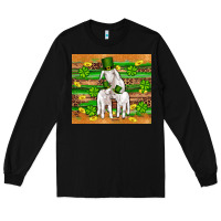Black st patricks goat family shamrock gold serape leopard glitter wooden tu Long Sleeve Tee - Artiststas
