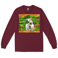 Burgundy st patricks goat family shamrock gold serape leopard glitter wooden tu Long Sleeve Tee - Artiststas