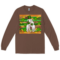 Chestnut st patricks goat family shamrock gold serape leopard glitter wooden tu Long Sleeve Tee - Artiststas