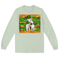 Matcha st patricks goat family shamrock gold serape leopard glitter wooden tu Long Sleeve Tee - Artiststas