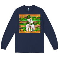Navy st patricks goat family shamrock gold serape leopard glitter wooden tu Long Sleeve Tee - Artiststas