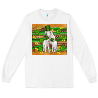 St Patricks Goat Family Shamrock Gold Serape Leopard Glitter Wooden Tu Long Sleeve Tee | Teevron