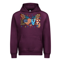 Mauve Wine Love America wings 4th of july Urban Hoodie - HowdyJamesFarm