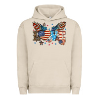 Pigment French Oak Love America wings 4th of july Urban Hoodie - HowdyJamesFarm