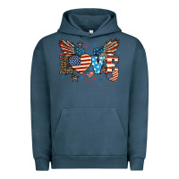 Pigment Midnight Navy Love America wings 4th of july Urban Hoodie - HowdyJamesFarm