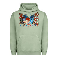 Pigment Oil Green Love America wings 4th of july Urban Hoodie - HowdyJamesFarm
