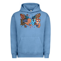 Pigment Pebble Blue Love America wings 4th of july Urban Hoodie - HowdyJamesFarm