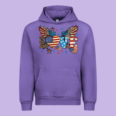 Love America Wings 4th Of July Urban Hoodie Designed By Howdyjamesfarm
