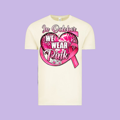 In October We Wear Pink Heart Vintage Tee Designed By Jahusdesignshop