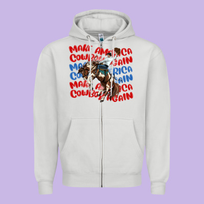 Make America Cowboy Again Zipper Hoodie Designed By Maliassmallbusiness
