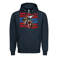 Navy make america cowboy again Zipper Hoodie - MaliasSmallBusiness