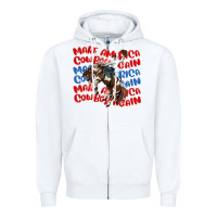 White make america cowboy again Zipper Hoodie - MaliasSmallBusiness