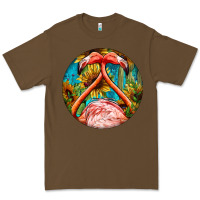 Cacao flamingos with western background Premium Tee - BarkalooDesign