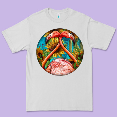 Flamingos With Western Background Premium Tee Designed By Barkaloodesign