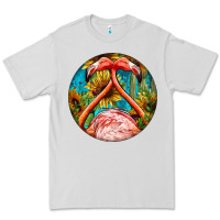 Dove Grey flamingos with western background Premium Tee - BarkalooDesign