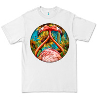 White flamingos with western background Premium Tee - BarkalooDesign