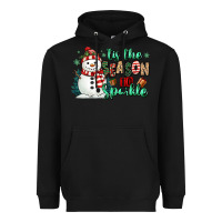 Black tis the season to sparkle snowman Heavyweight Hoodie - MaliasSmallBusiness