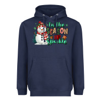 Navy tis the season to sparkle snowman Heavyweight Hoodie - MaliasSmallBusiness