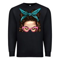 Black Messy Bun Mom With Leopard Bandana Premium Sweatshirt - BundleAndBundleShop