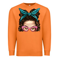 Carrot Messy Bun Mom With Leopard Bandana Premium Sweatshirt - BundleAndBundleShop