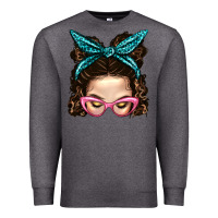 Charcoal Heather Messy Bun Mom With Leopard Bandana Premium Sweatshirt - BundleAndBundleShop