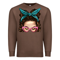 Chestnut Messy Bun Mom With Leopard Bandana Premium Sweatshirt - BundleAndBundleShop
