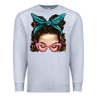 Heather Grey Messy Bun Mom With Leopard Bandana Premium Sweatshirt - BundleAndBundleShop