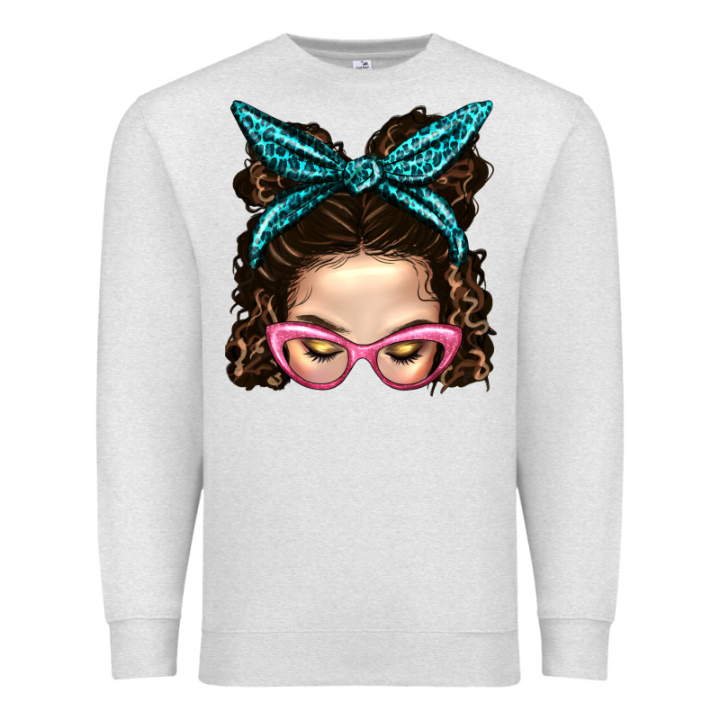 Messy Bun Mom With Leopard Bandana Premium Sweatshirt by BundleAndBundleShop | Teevron