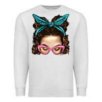 Oatmeal Heather Messy Bun Mom With Leopard Bandana Premium Sweatshirt - BundleAndBundleShop